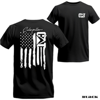 Caterpillar American Flag T-Shirt – Bold Graphic Design with Caterpillar Logo, Unisex, Relaxed Fit, Short Sleeve, Machine W...