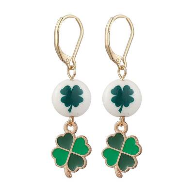 Synthetic White Jade Leverback Earrings