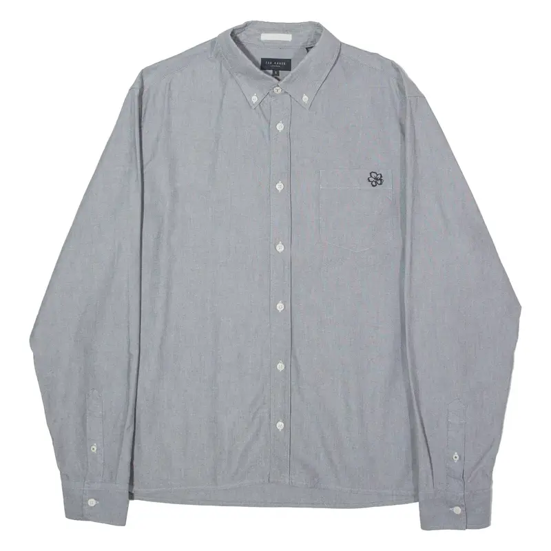 TED BAKER Mens Plain Shirt Grey Long Sleeve L