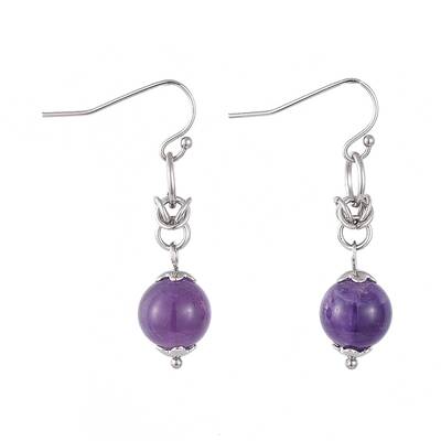 Natural Amethyst Dangle Earrings