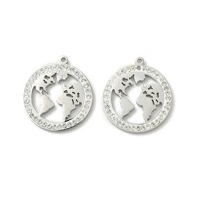 304 Stainless Steel Rhinestone Pendants