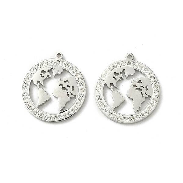 304 Stainless Steel Rhinestone Pendants