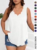 【Plus Size】 Solid Color Tank Top, Basic Casual Fit Sleeveless Fashion Sleeveless Top for Summer, Women's Plus Clothing fo...