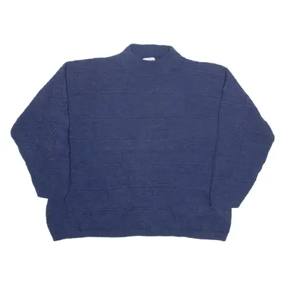 MATHIAS Womens Jumper Blue High Neck Tight Knit XL