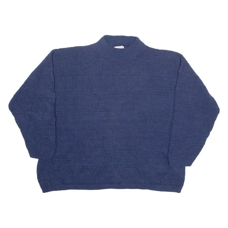 MATHIAS Womens Jumper Blue High Neck Tight Knit XL
