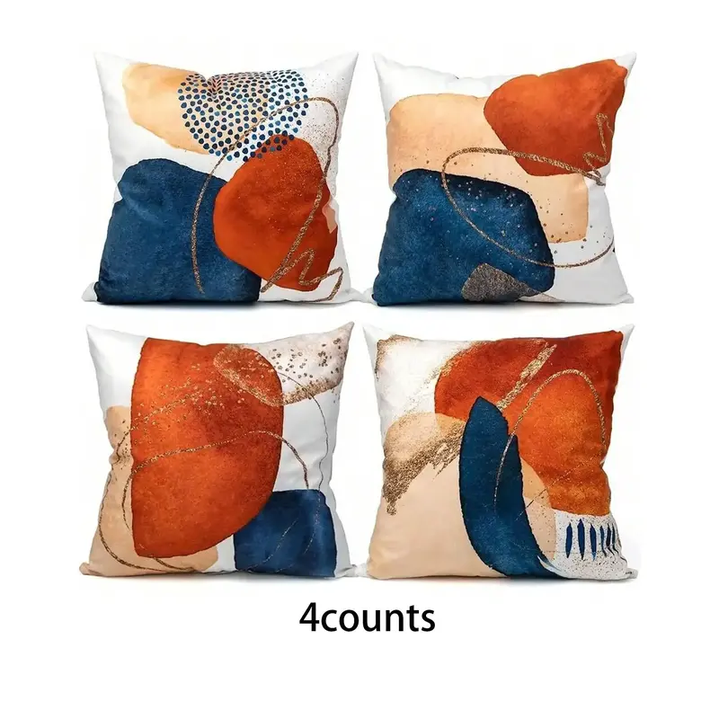 Abstract Bohemian Throw Pillowcase Set, 4 Counts/set Geometric Minimalist Art Deco Sofa Bed Pillow Cases, Household Decoratio...