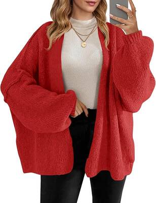 Womens Oversized Cardigan Sweaters Open Front Chunky Knit Casual Long Lantern Sleeve Fall Sweater Coats