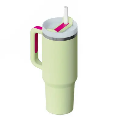 40 Oz Tumbler With Handle Straw Insulated, Stainless Steel Spill Proof Vacuum Coffee Cup Tumbler With Lid Tapered Mug Gifts F...
