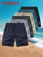 Men's Solid Color Quick Drying Breathable Soft Shorts, Regular Fit Casual Athletic Comfy Pocket Shorts for Summer Beach, Men'...