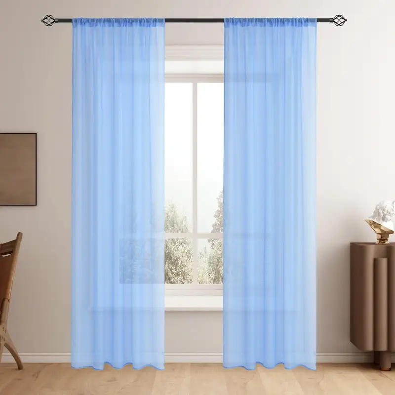Sheer Curtain, 1 Count Translucent Window Treatment For Bedroom, Office, Kitchen, Living Room, Study