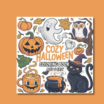 Cozy Halloween Coloring Book Bold & Easy Featuring 40 Simple Designs to Color and Relax 8.5 x 8.5 Inches Single-Sided Pages P...