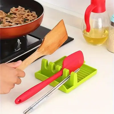 Silicone Spoon Rest, 1 Count Kitchen Utensil Spatula Holder, Kitchen Accessories, Kitchen Storage & Organization, Kitchen T...