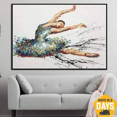 Large Abstract Oil Ballerina Painting Girl Dancing Painting Impasto Original Paintings On Canvas Artwork Wall Decor | BALLERI...