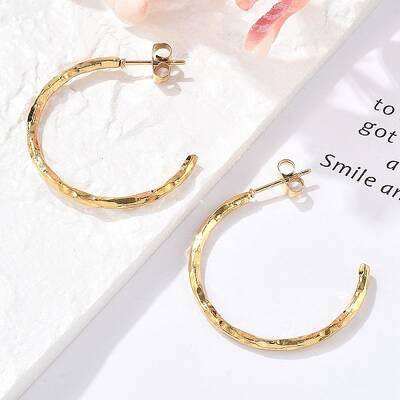 304 Stainless Steel C-Shaped Stud Earrings