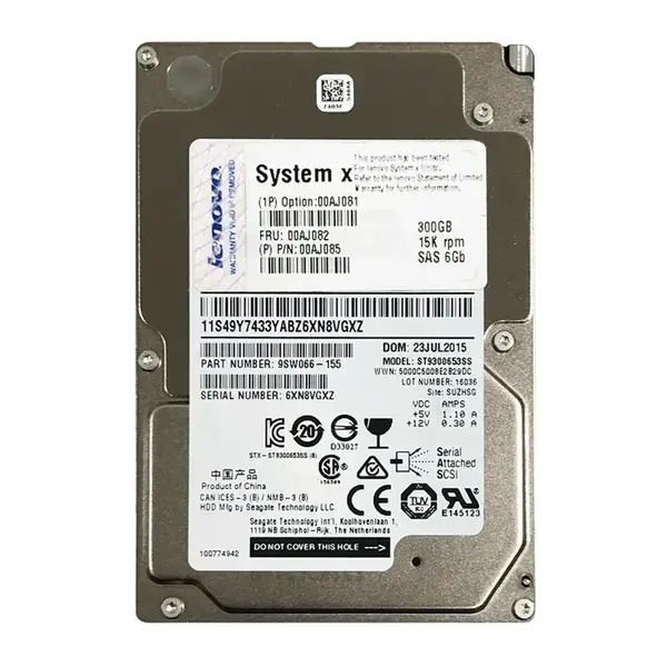 00AJ082 IBM 300GB 6Gb/s SAS 15000 2.5-Inch Hard Drive