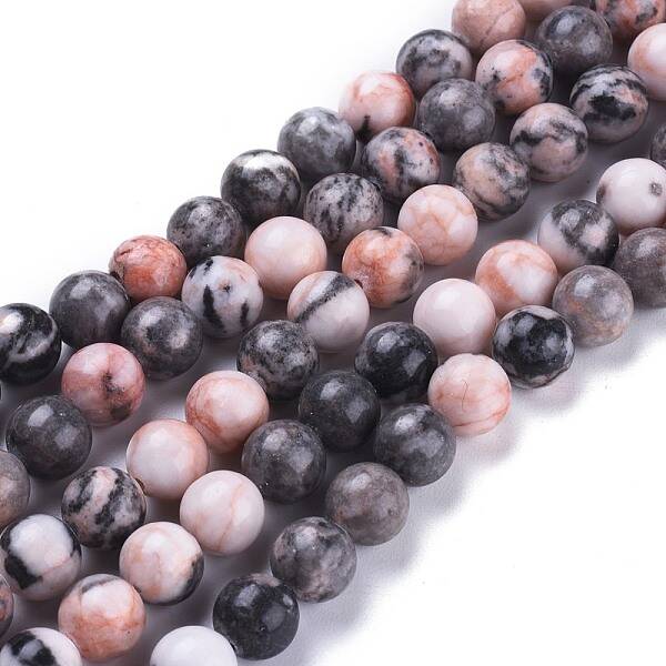 Natural Pink Zebra Jasper Beads Strands
