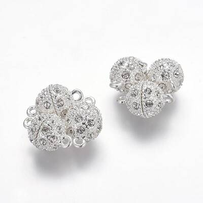 Alloy Rhinestone Magnetic Clasps with Loops
