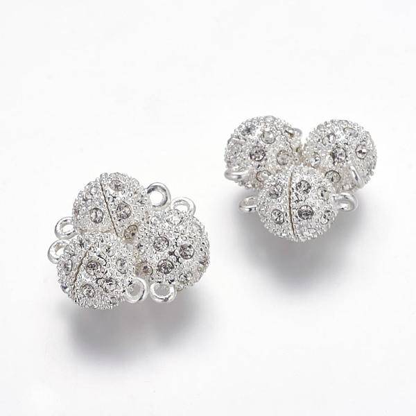 Alloy Rhinestone Magnetic Clasps with Loops