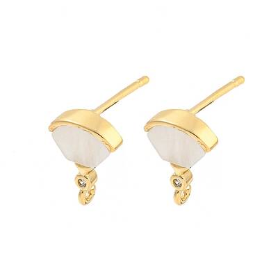 Brass Micro Pave Cubic Zirconia Stud Earrings Finding