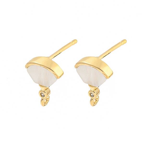 Brass Micro Pave Cubic Zirconia Stud Earrings Finding