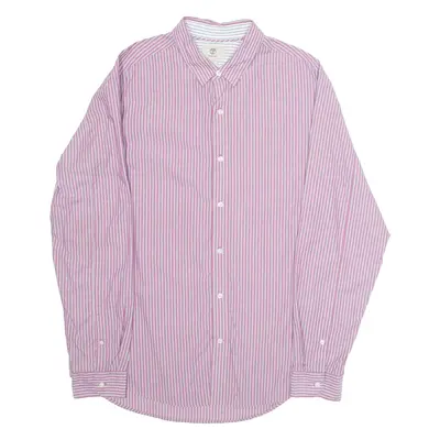 TIMBERLAND Slim Fit Mens Shirt Red Striped Long Sleeve XL