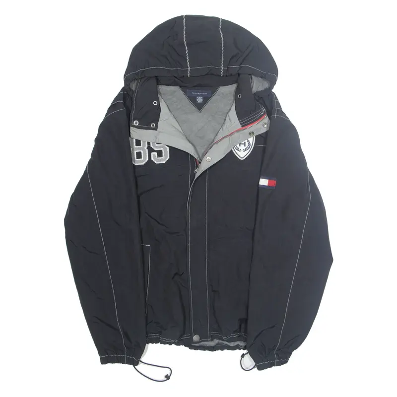 TOMMY HILFIGER Mens Rain Jacket Black Hooded XL