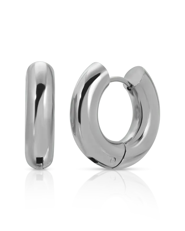Small Bold Hoop Earrings | Metal Color: Silver