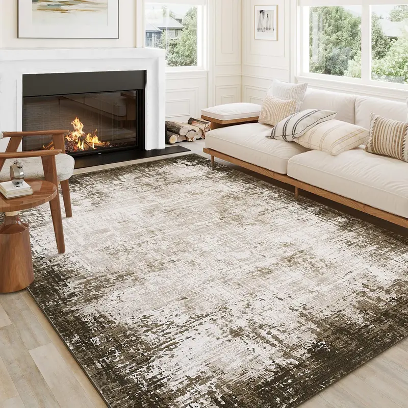 Garvee Modern Washable Rug 5x7 Tumble Abstract Area Rug Foldable Non Slip Stain Resistant Throw Rug Low Pile Ultra Soft Farmh...