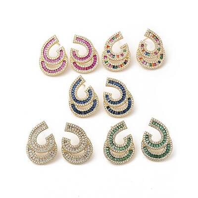 Cubic Zirconia Teardrop Stud Earrings