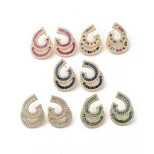 Cubic Zirconia Teardrop Stud Earrings