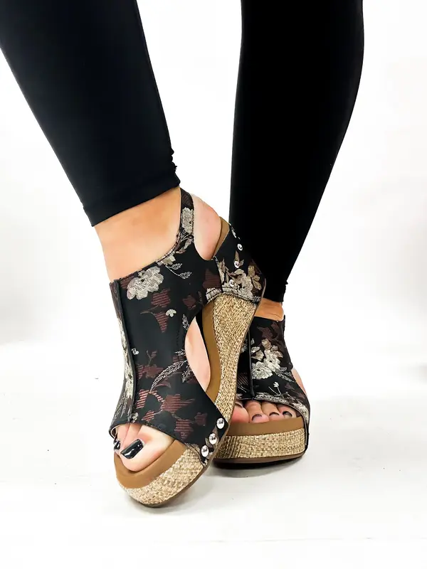 Corky's Black Tan Floral Carley Sandals FINAL SALE