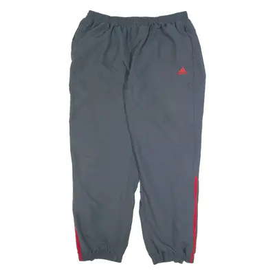 ADIDAS Mens Track Pants Grey Nylon Tapered 2XL W32 L30