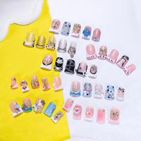 Bow & Rhinestone Decor Fake Nails, 10pcs/set Glossy False Nails for Women Girls Nail Art, Effortless Press on Nails Art Set, ...