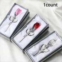 Artificial Crystal Glass Rose Ornaments, 1/2pcs Creative Diy Spring Artificial Flower for Home Wedding Desktop Decoration, De...