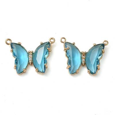 Brass Pave Faceted Glass Connector Charms