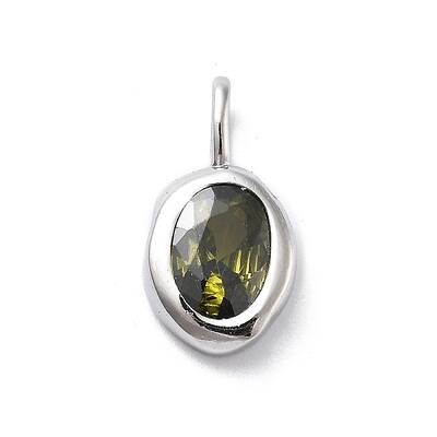 925 Sterling Silver Cubic Zirconia Oval Charms