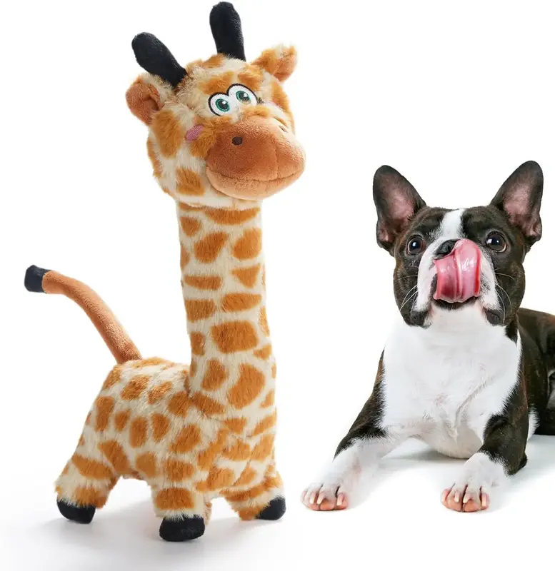 Nocciola Twistable Giraffe Stuffedless Dog Toy for Small Medium Breed, Christmas gift, Plush Chew Toy with Crinkle Paper and ...