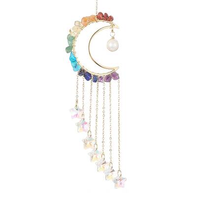Glass Star & Natural Pearl Pendant Decoration