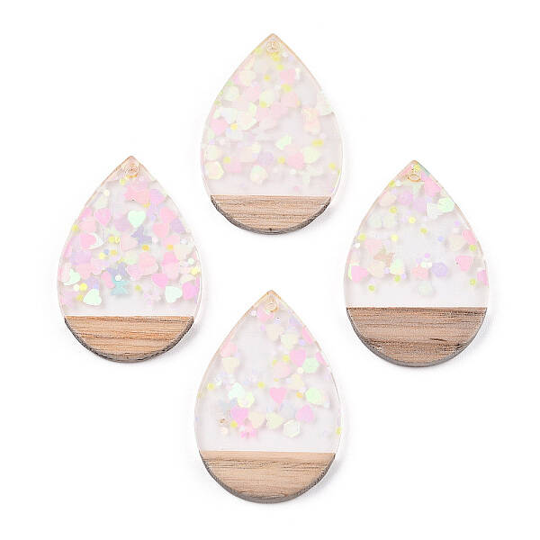 Transparent Resin & White Wood Pendants