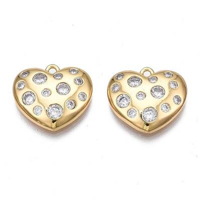 Brass Micro Pave Clear Cubic Zirconia Charms