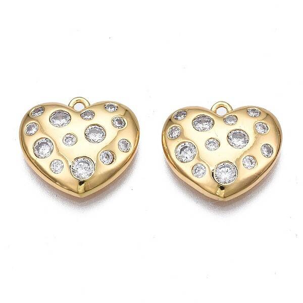 Brass Micro Pave Clear Cubic Zirconia Charms