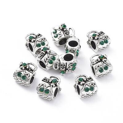 Antique Silver Tone Alloy Rhinestone European Beads