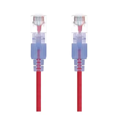 16334 Monoprice Cat6A Ethernet Patch Cable SlimRun Snagless RJ45 550MHz UTP Pure Bare Copper 10G 30AWG 10-Pack 14ft Red