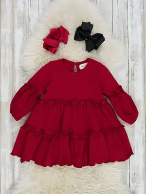 Cotton Ruffle Tunic - Burgundy