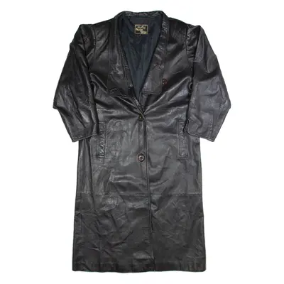 DILLON PRESTIGE Womens Trench Coat Black Leather S