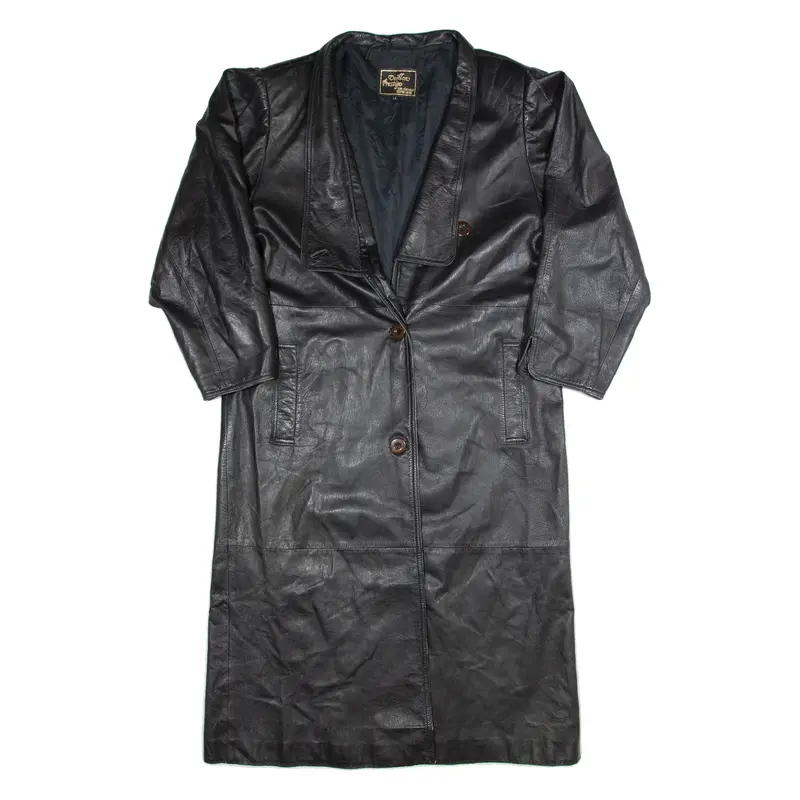 DILLON PRESTIGE Womens Trench Coat Black Leather S