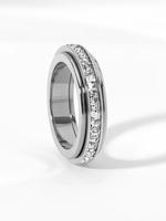 Rotatable Anxiety Ring, Birthday Gifts for Girlfriend, Artificial Zircon Ring for Women & Men, Wedding Promise Stacked Rings,...