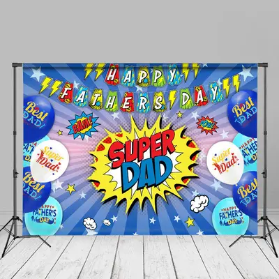 Super Dad Star Balloons Fathers Day Photography Backdrop - Aperturee