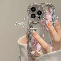 Pink flying butterfly pattern, shockproof, non-slip, full coverage lens protective cover, suitable for iPhone 16 15 14 Pro/Pr...