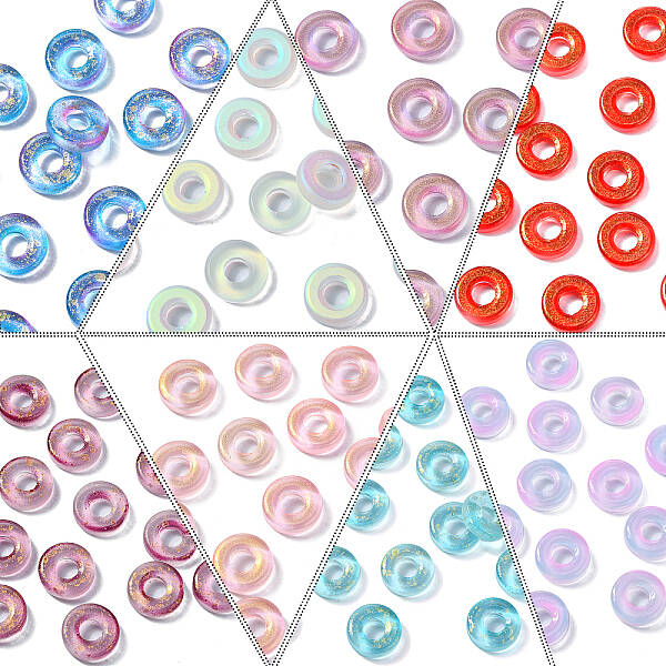160Pcs 8 Colors Handmade Luminous & Gold Foil Lampwork Beads
